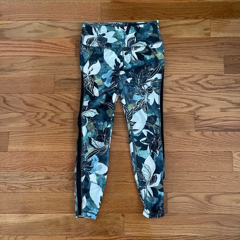 Athleta Tropical Mesh Chaturanga 7/8 Leggings Womens Small High Rise Workout